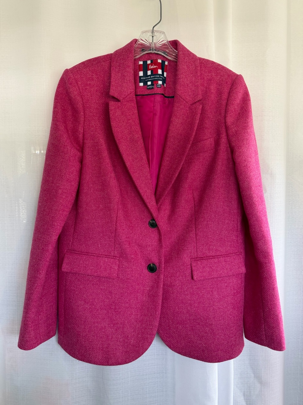 Boden Heritage British Tweed Wool Blazer Pink Size 12 Preppy Academia